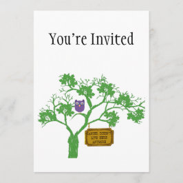 Invitación El cáncer no vive aquí búho de árbol