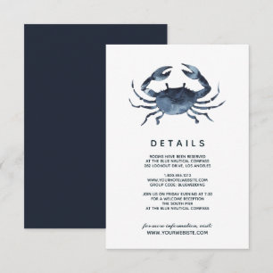 Invitación El cangrejo azul   Detalles del invitado del Boda