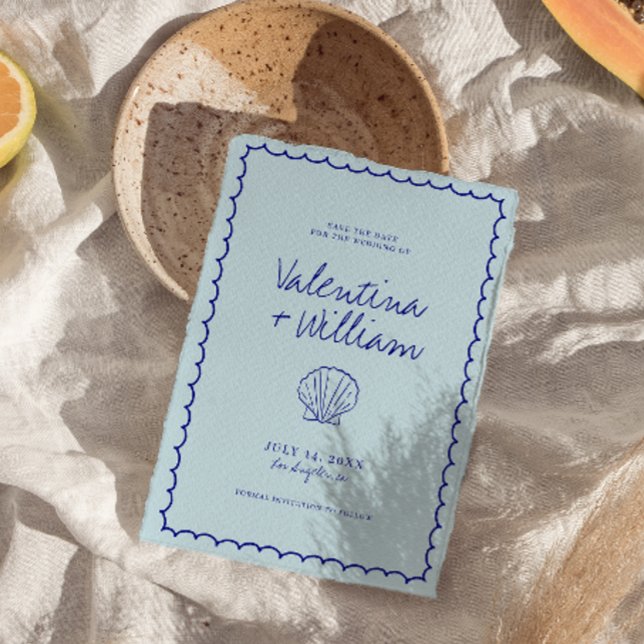 Invitación El caparazón mediterráneo azul moderno salva la fe (Subido por el creador)