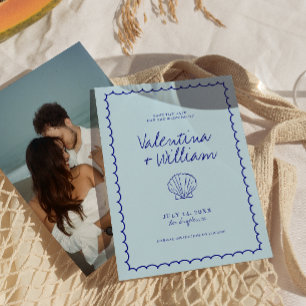 Invitación El caparazón mediterráneo azul moderno salva la fe