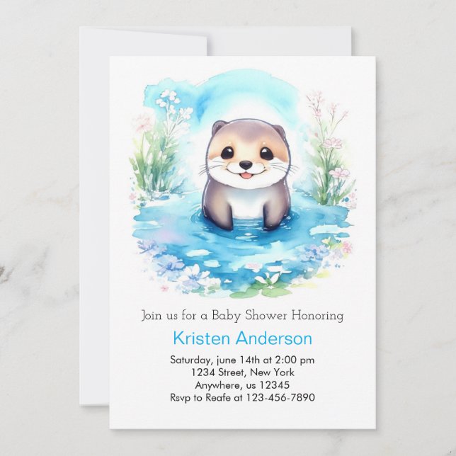 Invitación El caprichoso Watercolmo Boy Baby Shower (Anverso)