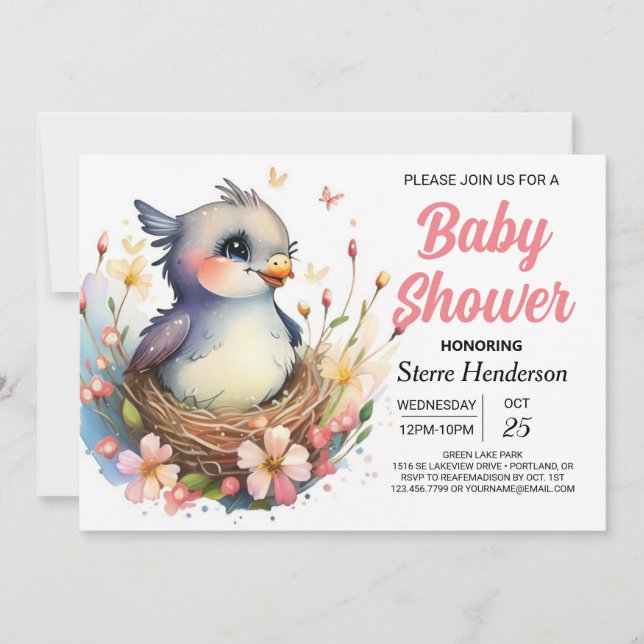 Invitación El caprichoso y caprichoso Baby Shower de Woods Bi (Anverso)