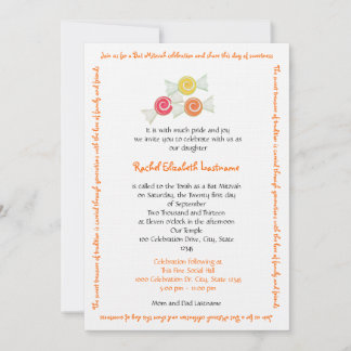 Invitación El caramelo atesora el palo Mitzvah