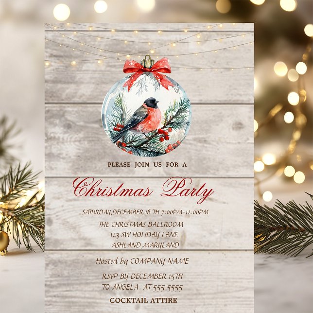 Invitación El cardenal rojo Holly Berry Ball Navidad Corporat (Subido por el creador)