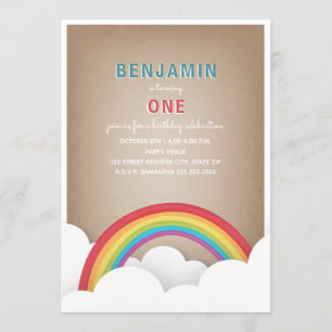 Invitación El Cardstock inspiró nubes arcoiris cumpleaños