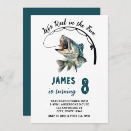 Invitación El carrete acuarela en el cumpleaños de la pesca d
