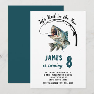 Invitación El carrete acuarela en el cumpleaños de la pesca d