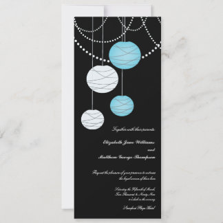 Invitación el casarse azul de las linternas de papel de la