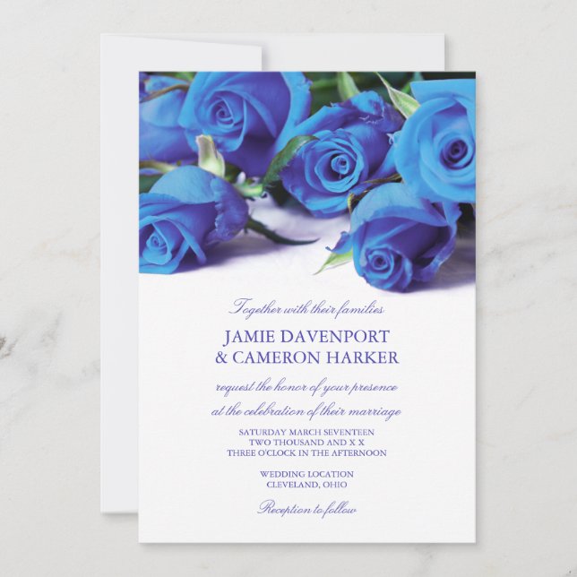 Invitación El casarse azul de los rosas invita (Anverso)