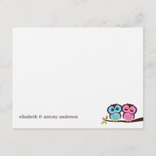 Invitación El casarse azul y rosado de los búhos