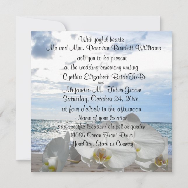 Invitación El casarse blanco de las olas oceánicas de las (Anverso)