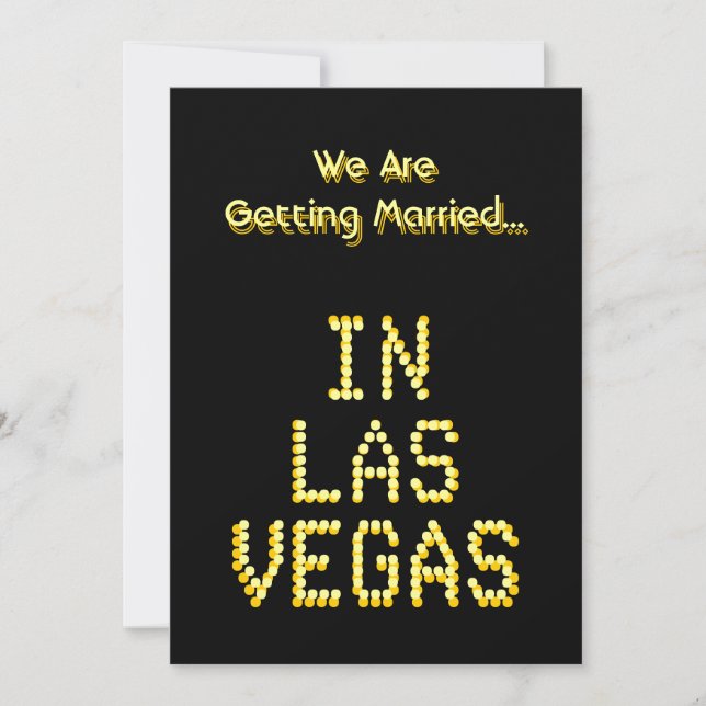 Invitación El casarse de Las Vegas. Amarillo negro y de oro. (Anverso)
