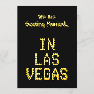Invitación El casarse de Las Vegas. Amarillo negro y de oro.