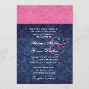 Invitación El casarse del damasco del rosa y de los azules