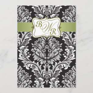 Invitación El casarse del negro del damasco, blanco y verde