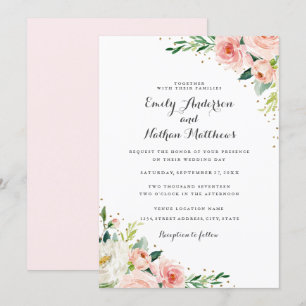 Invitación El casarse floral de Rubor del oro