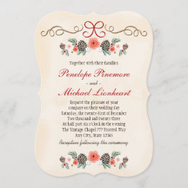 Invitación El casarse floral del navidad de Pinecone del