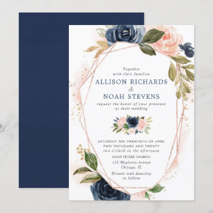 Invitación El casarse floral moderno de las acuarelas del oro