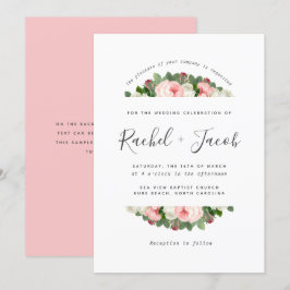 Invitación El casarse floral rosado de los rosas del vintage