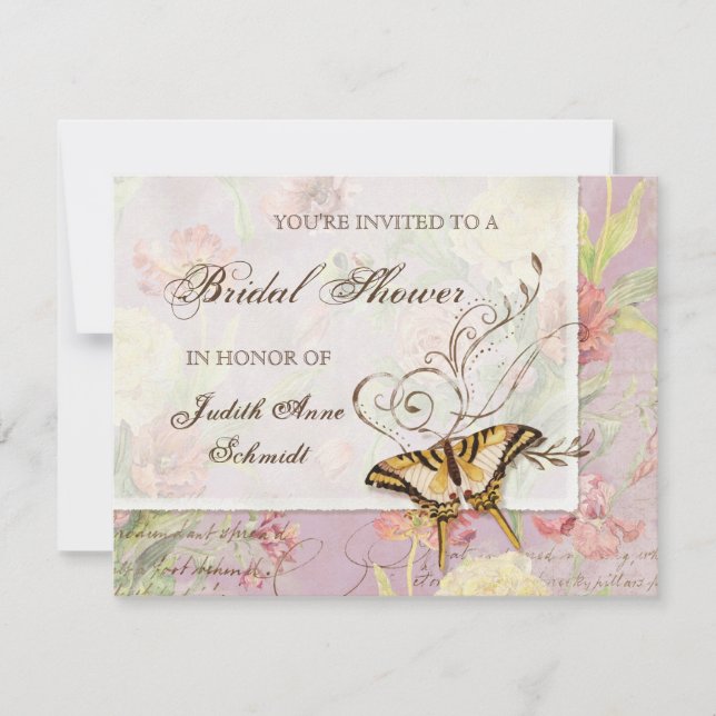 Invitación El casarse floral subió Peony de las flores del (Anverso)