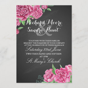 Invitación El casarse invita a rosa floral del peony de la