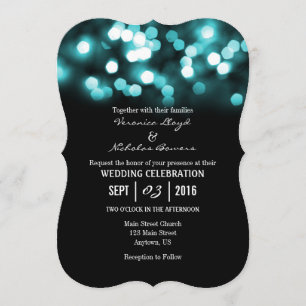 Invitación El casarse negro de las luces de Bokeh de la