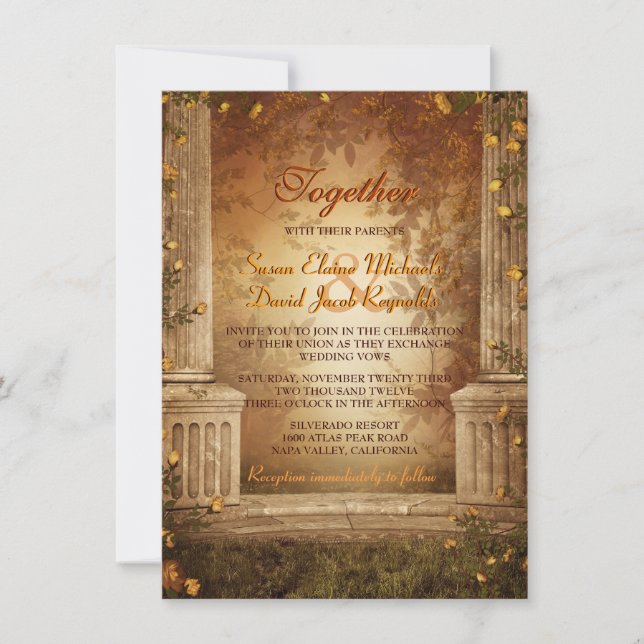 Invitación El casarse romántico de las hojas y de las (Anverso)