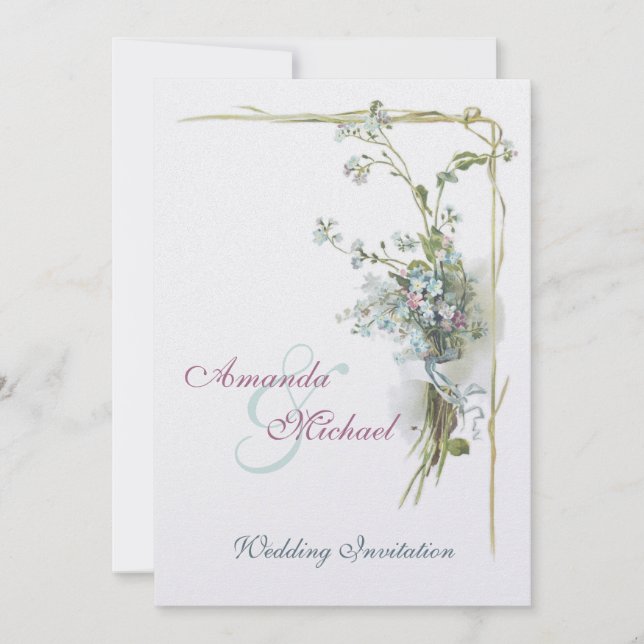 Invitación El casarse rosado y azul de las nomeolvides (Anverso)