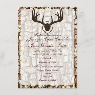 Invitación El casarse rústico de las astas de la caza de Camo