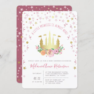 Invitación El Castillo de los Hados Oro Estrella Pequeña Prin