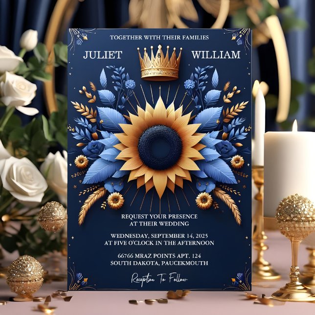 Invitación El Castillo de Lujo Fuchsia Crown Royal Blue Boda (Subido por el creador)