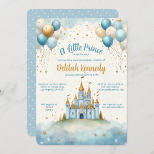 Invitación El castillo de un Principito y el Baby Shower en g