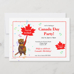 Invitación El castor del Fiesta del Día de Canadá
