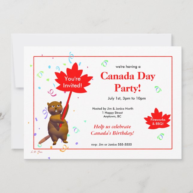 Invitación El castor del Fiesta del Día de Canadá (Anverso)