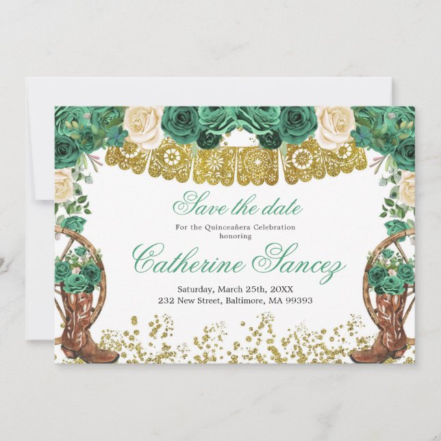 Invitación El cazador verde occidental Charra salva la fecha (Anverso)