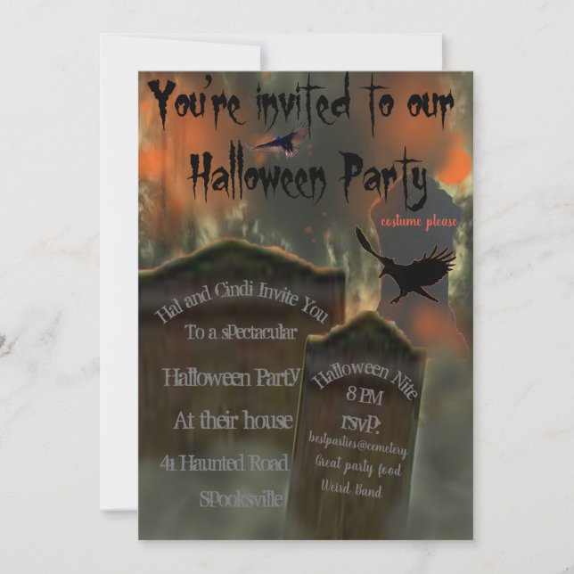 Invitación El cementerio de las lápidas, el buitre de las ave (Anverso)