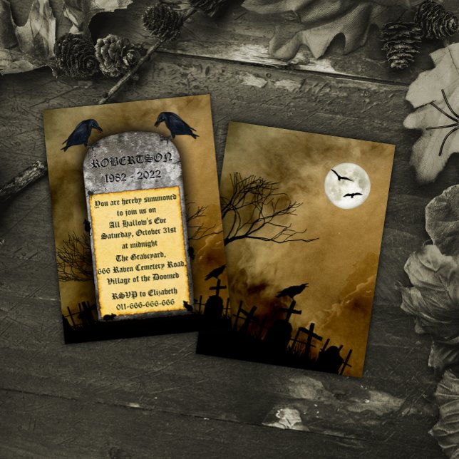 Invitación El Cementerio Raven Tombstone Halloween (Subido por el creador)