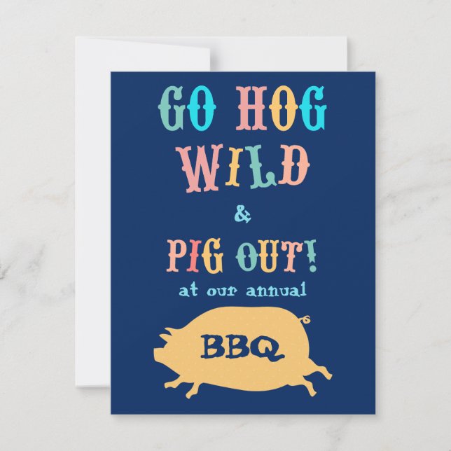 Invitación El cerdo del Bbq del verano hacia fuera va de (Anverso)