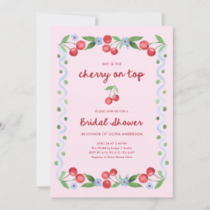 Invitación El cerezo rosado arriba   Whimsical Retro Bridal