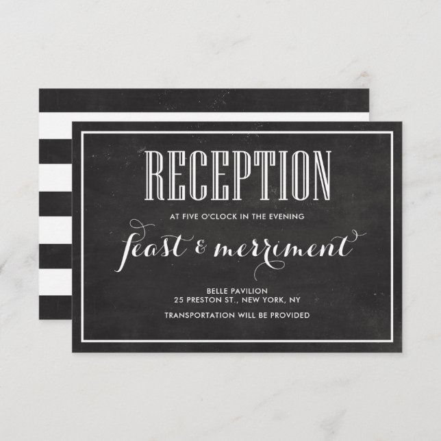 Invitación El Chalkboard rústico come y se casa con la recepc (Anverso / Reverso)