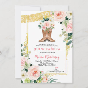 Invitación El charro mexicano arranca la quinceañera rosada y