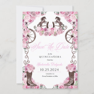 Invitación El Charro Rosa Occidental Salva La Fecha Quinceañe