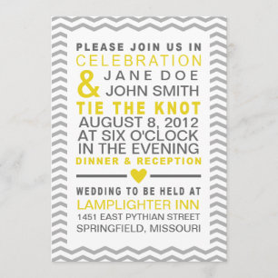 Invitación El Chevron amarillo y gris perfecto