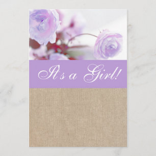 Invitación El Chic Lavender de Shabby Peony Burlap Baby Showe