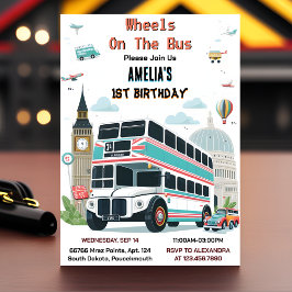 Invitación El Chica Boy Cute Tour Fiesta Autobús 1er cumpleañ