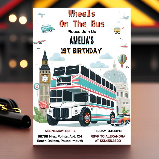 Invitación El Chica Boy Cute Tour Fiesta Autobús 1er cumpleañ (Subido por el creador)