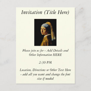 Invitación El chica con un turbante/un chica con el pendiente