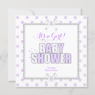 Invitación El Chica de Baby Shower Morple White Polka Dots Pe