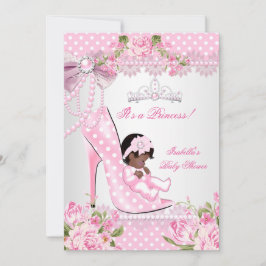 Invitación El Chica de Baby Shower Rosa Polka Pone los tacone