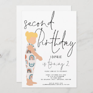 Invitación El Chica de moda Blonde Rainbows cumple 2 años